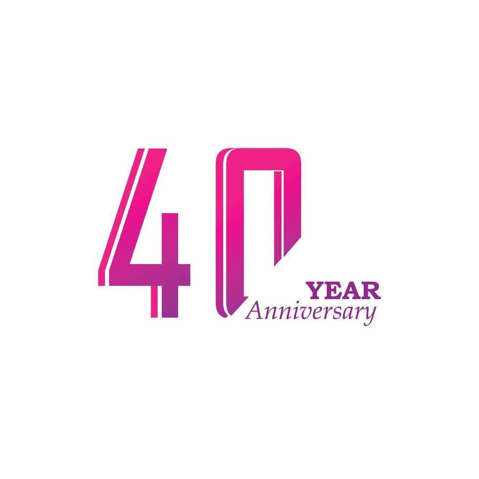 40 Years Anniversary Celebration Purple Color Vector Template Design Illustration