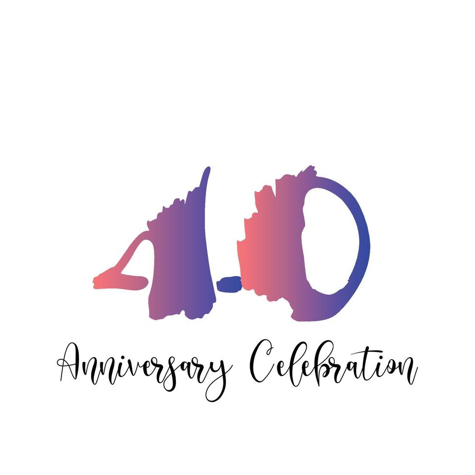 40 Years Anniversary Celebration Purple Color Vector Template Design Illustration