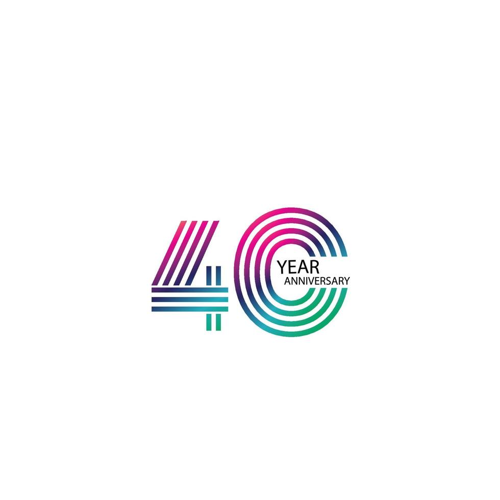 40 Years Anniversary Celebration Rainbow Color Vector Template Design Illustration