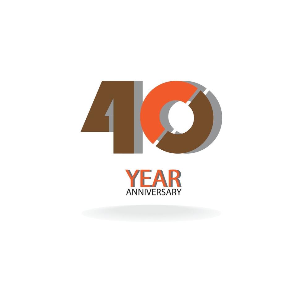 40 Years Anniversary Celebration Orange Color Vector Template Design Illustration