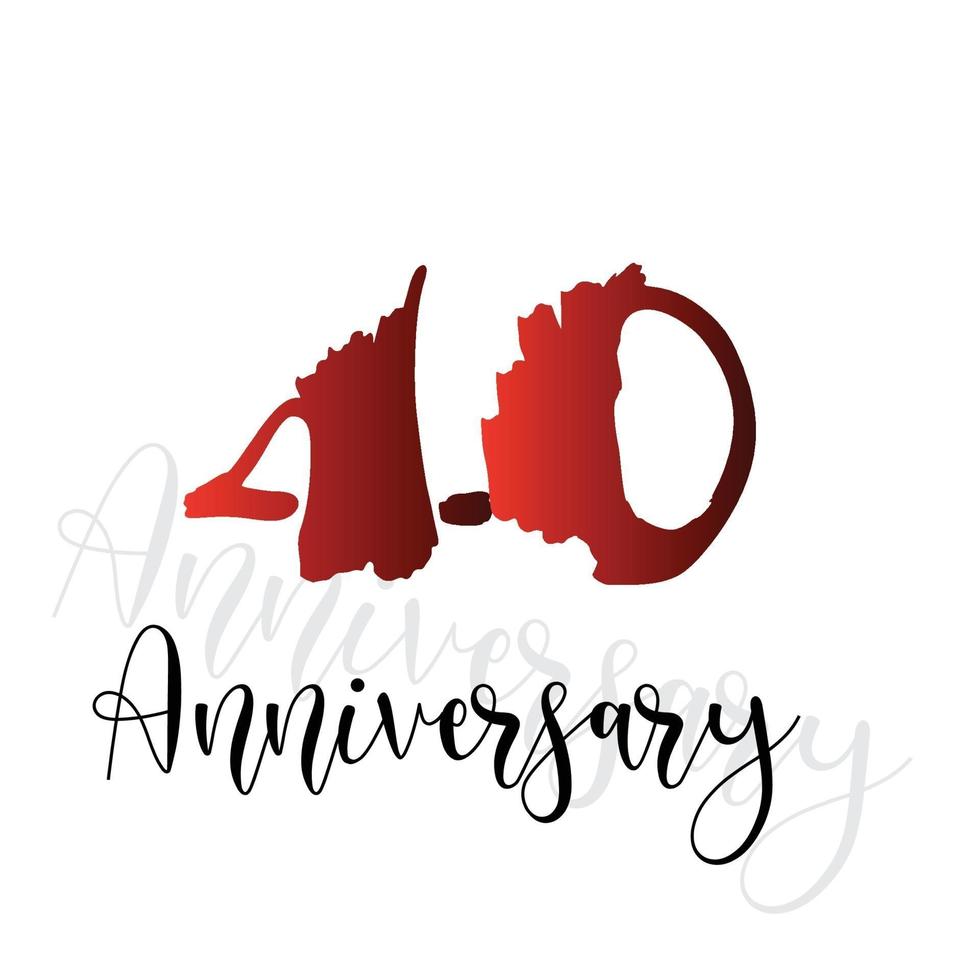 40 Years Anniversary Celebration Red Color Vector Template Design Illustration