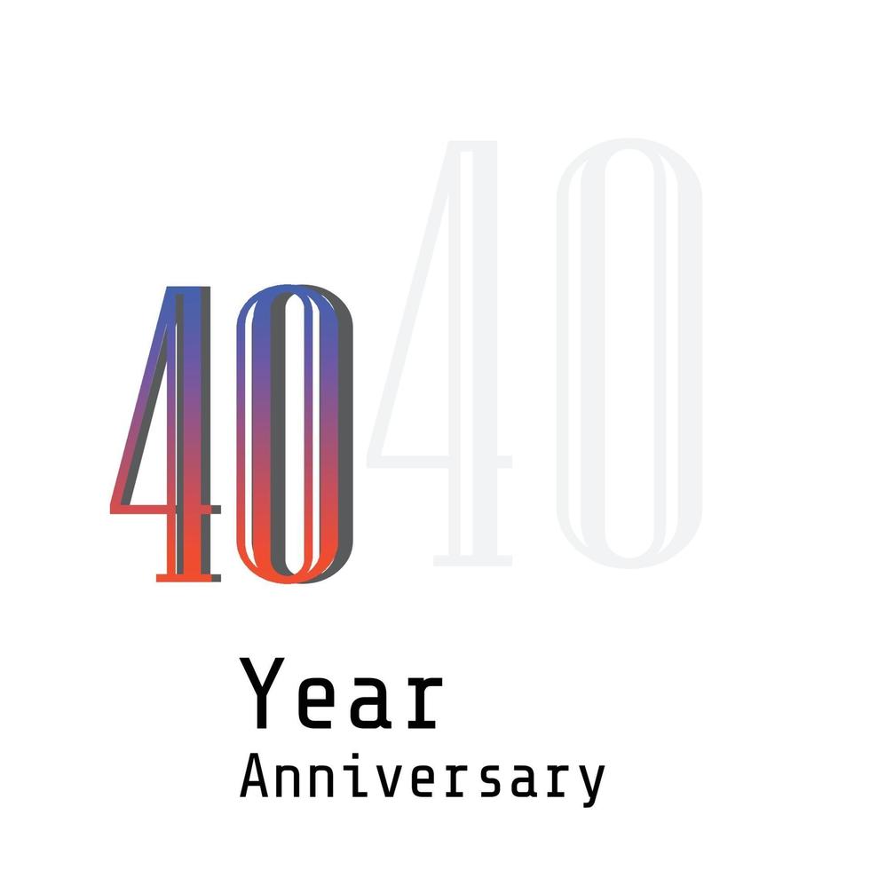 40 Years Anniversary Celebration Rainbow Color Vector Template Design Illustration