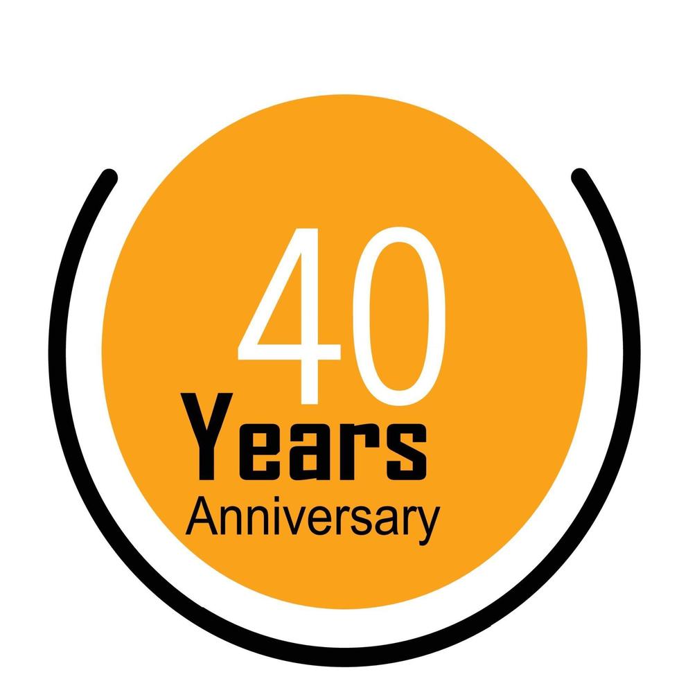 40 Years Anniversary Celebration Yellow Color Vector Template Design Illustration