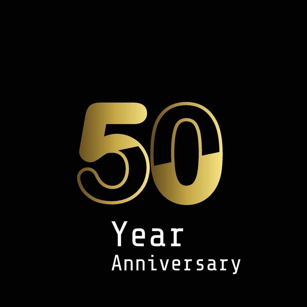 50 Years Anniversary Celebration Gold Black Background Color Vector Template Design Illustration