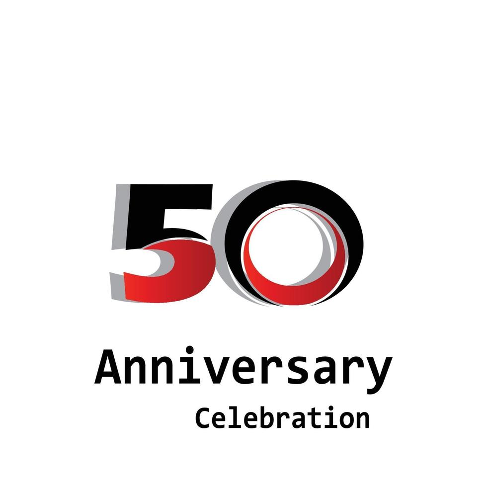 Ilustración de diseño de plantilla de vector de color rojo negro de celebración de aniversario de 50 años