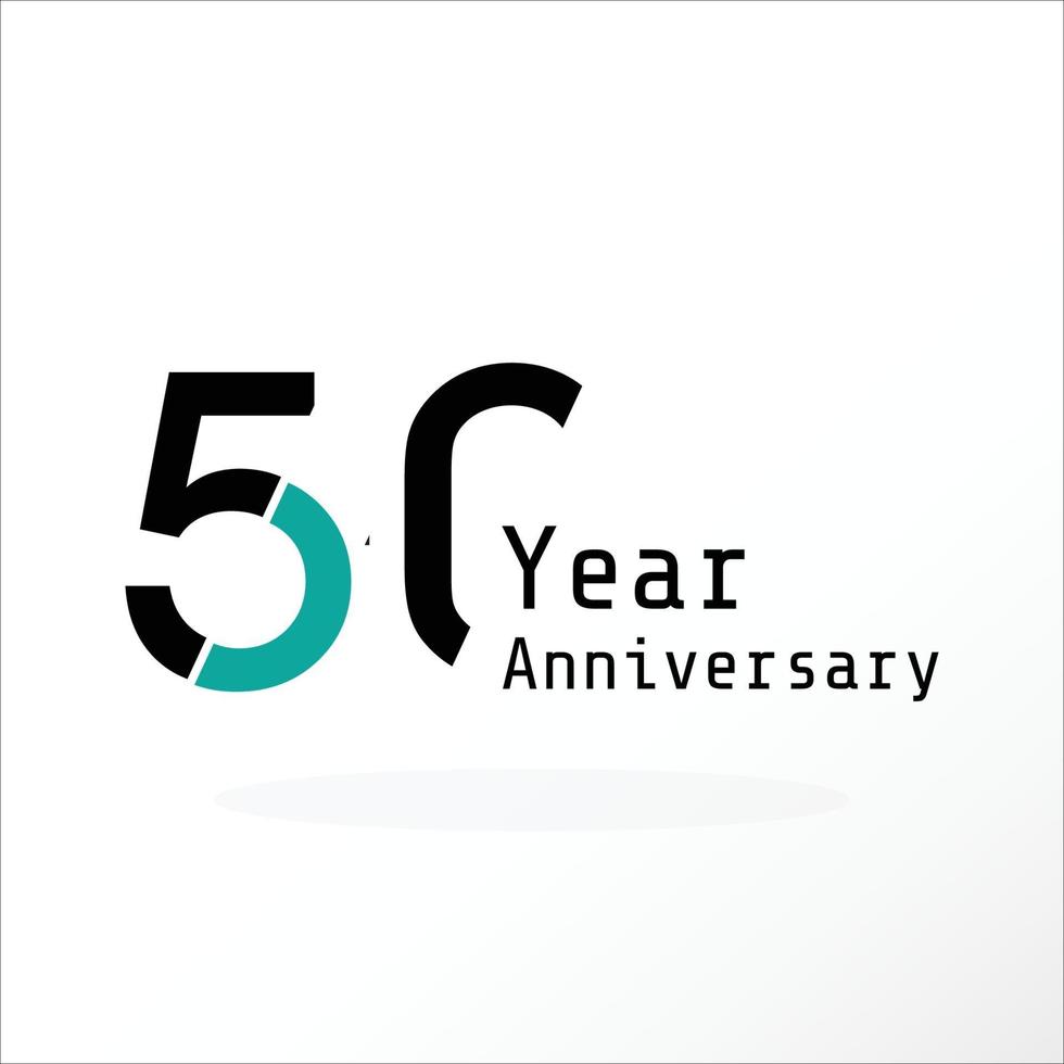 50 Years Anniversary Celebration Black Blue Color Vector Template Design Illustration