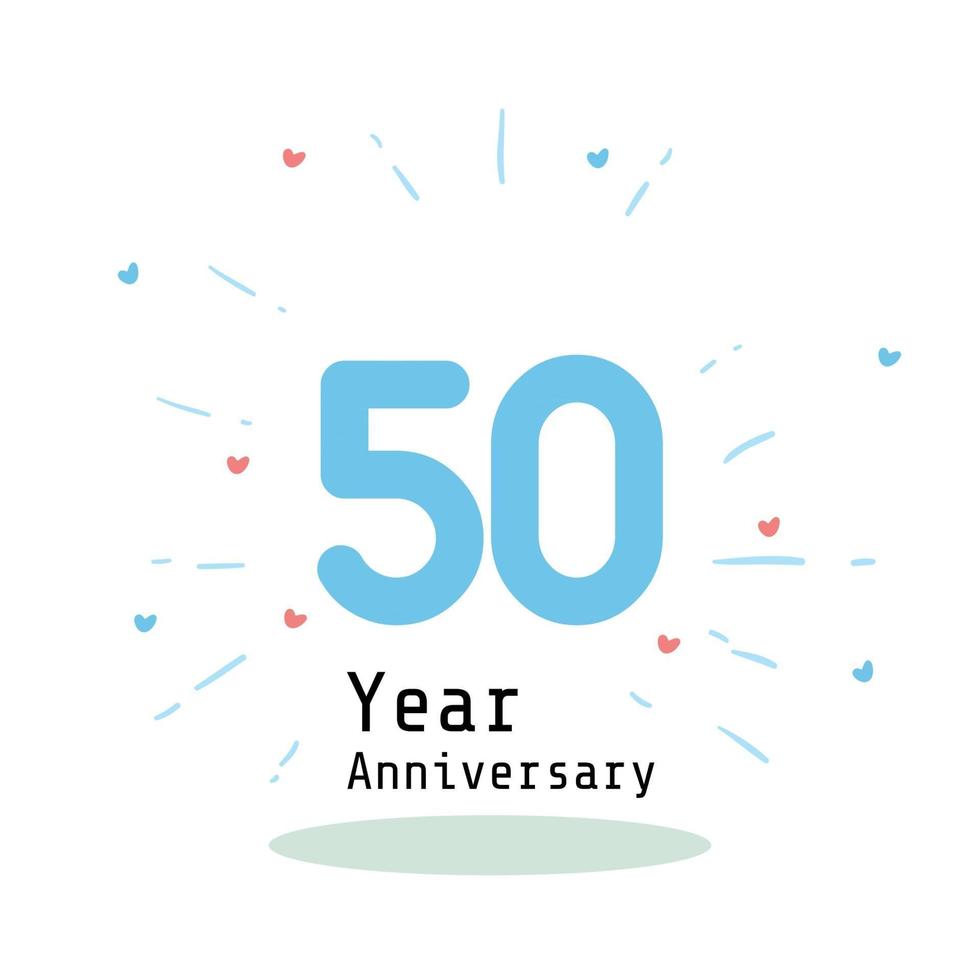 50 Years Anniversary Celebration Blue Color Vector Template Design Illustration