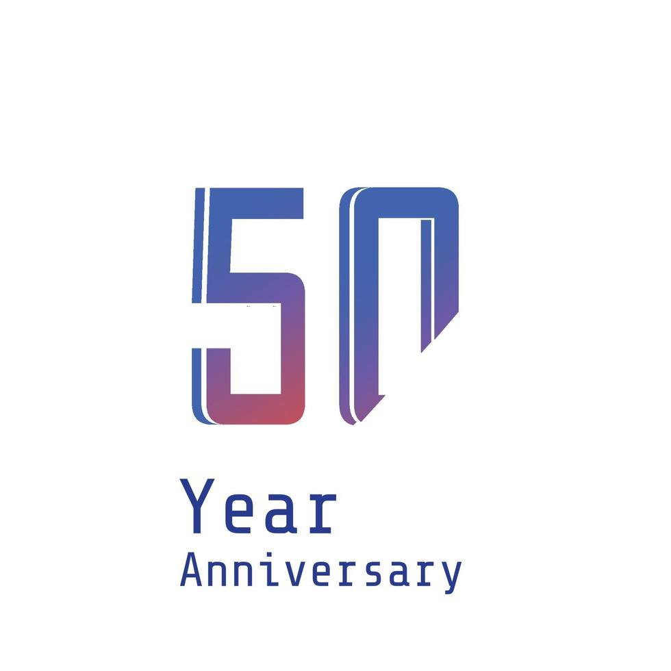 50 Years Anniversary Celebration Blue Color Vector Template Design Illustration