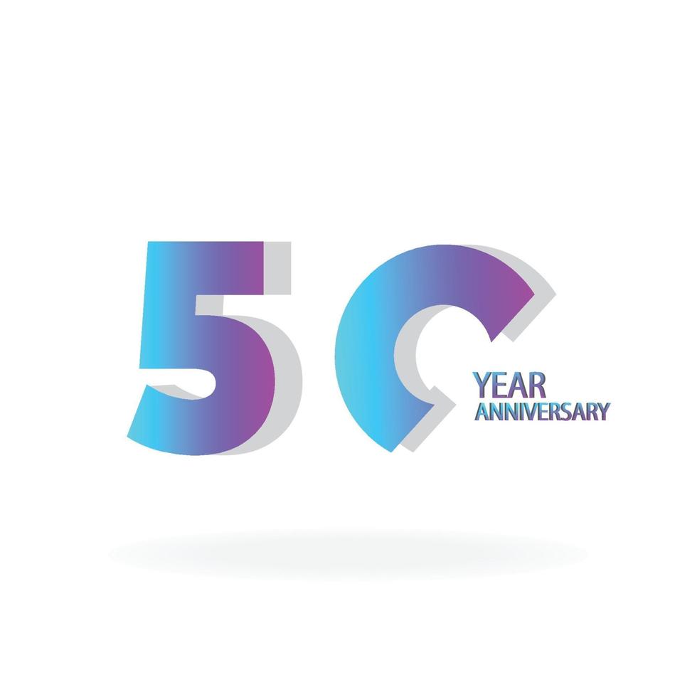 50 Years Anniversary Celebration Blue Color Vector Template Design Illustration