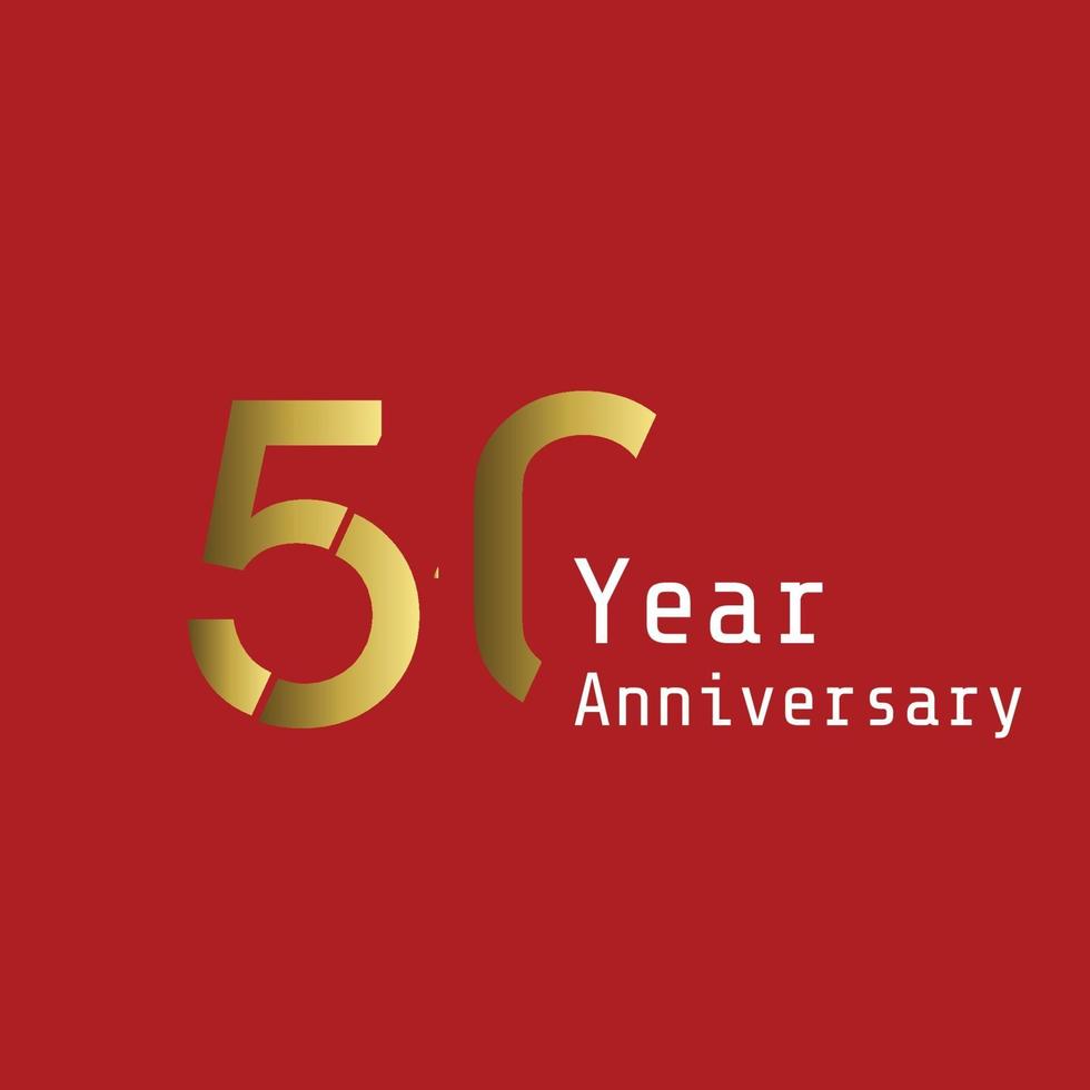 50 Years Anniversary Celebration Gold Red Background  Color Vector Template Design Illustration