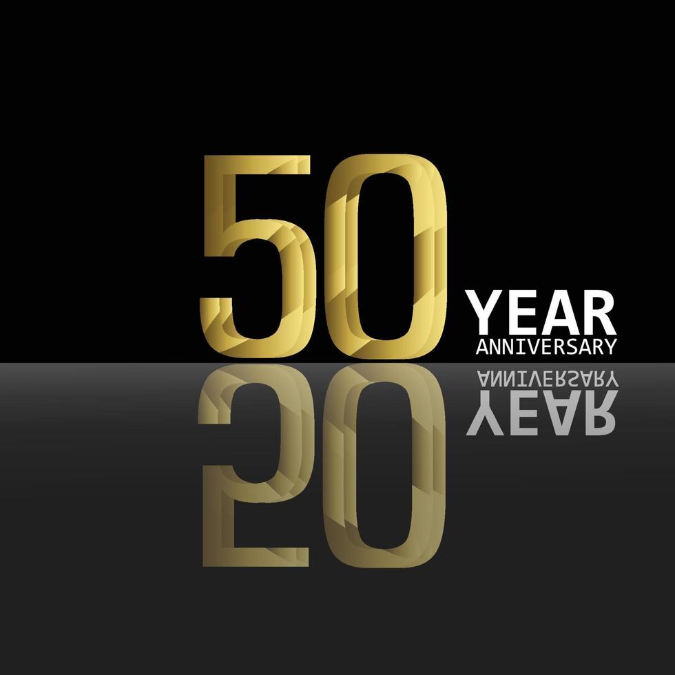 50 Years Anniversary Celebration Gold Black Background Color Vector Template Design Illustration