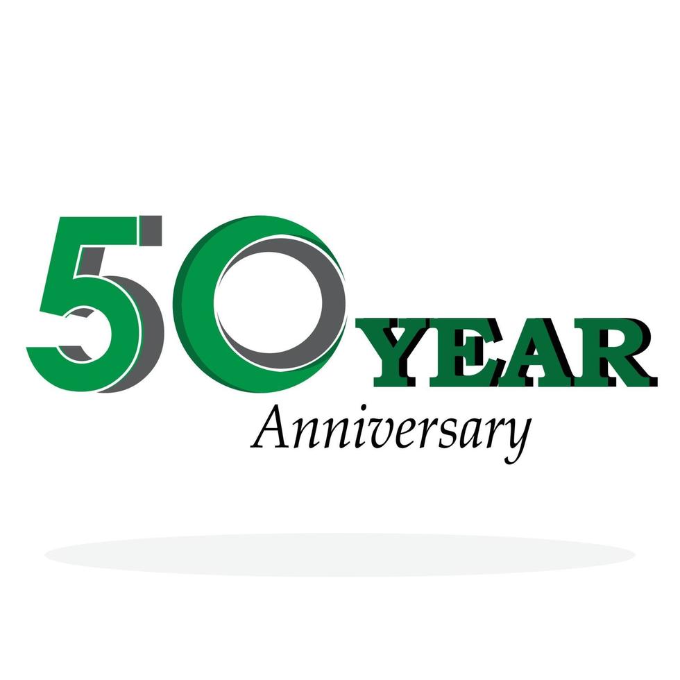 Ilustración de diseño de plantilla de vector de color verde de celebración de aniversario de 50 años