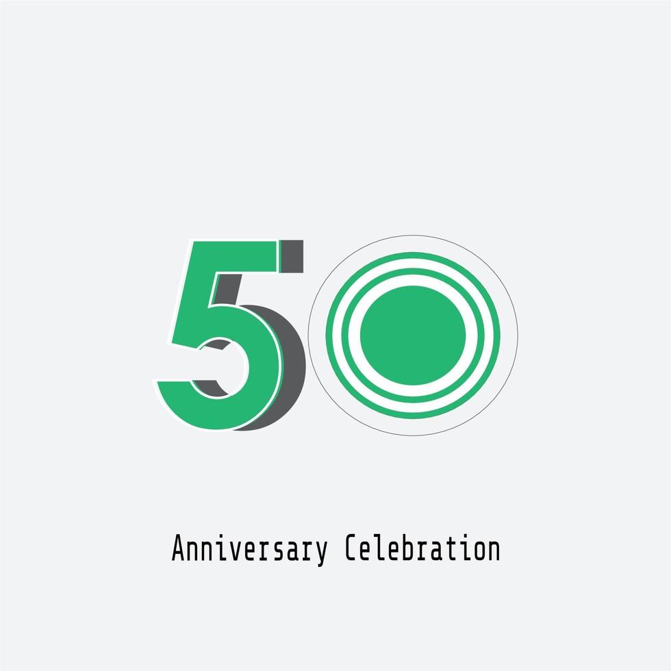 50 Years Anniversary Celebration Green Color Vector Template Design Illustration