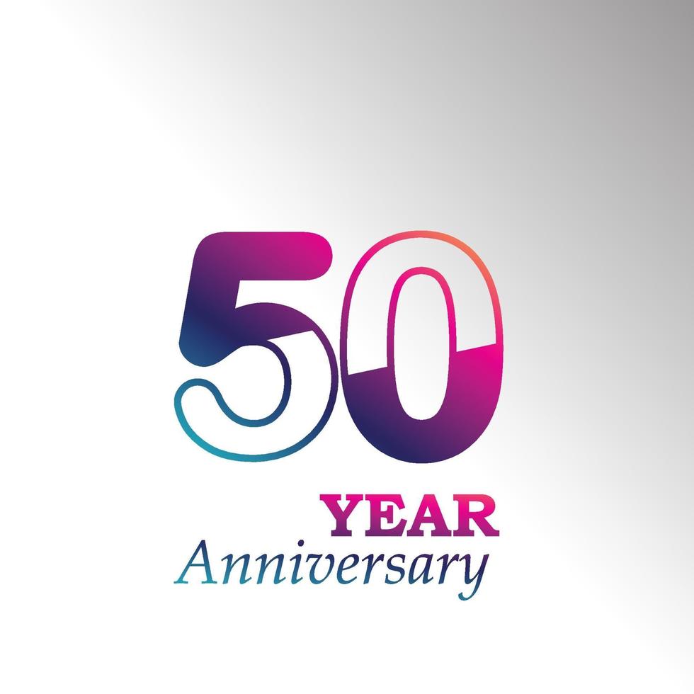 50 Years Anniversary Celebration Rainbow Color Vector Template Design Illustration