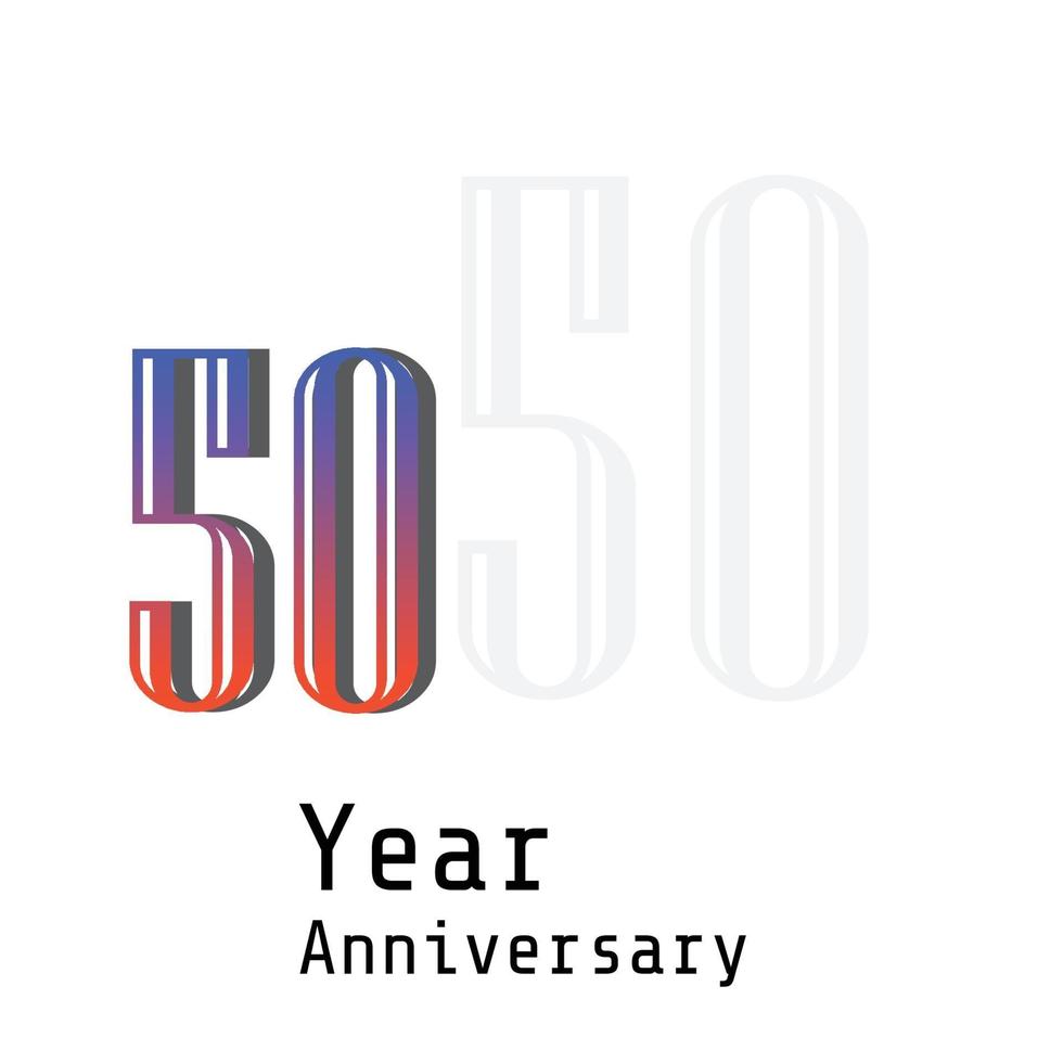 50 Years Anniversary Celebration Color Vector Template Design Illustration