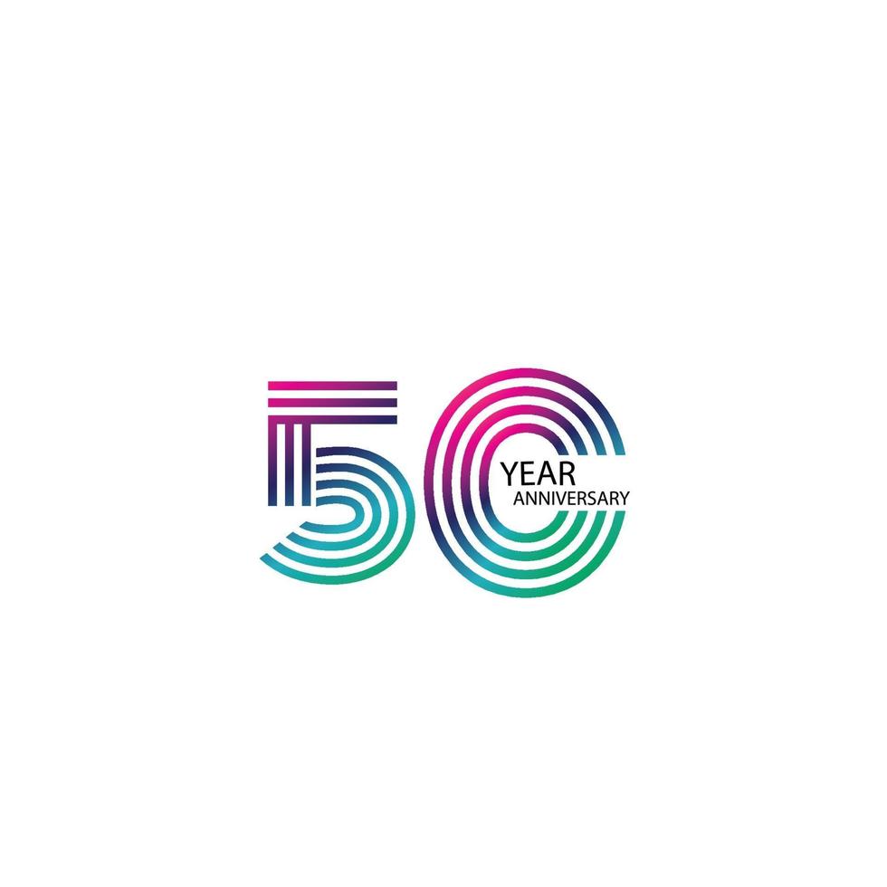 50 Years Anniversary Celebration Rainbow Color Vector Template Design Illustration