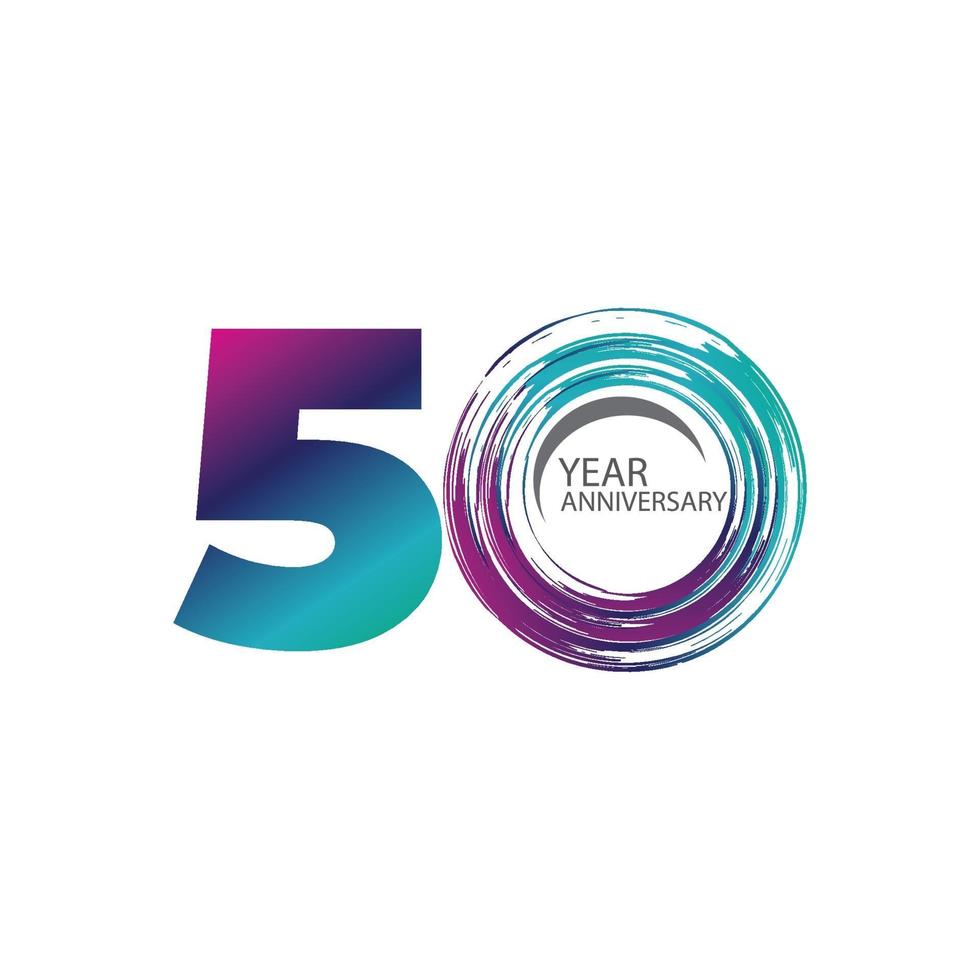 50 Years Anniversary Celebration Color Vector Template Design Illustration