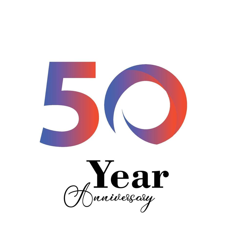 50 Years Anniversary Celebration Rainbow Color Vector Template Design Illustration