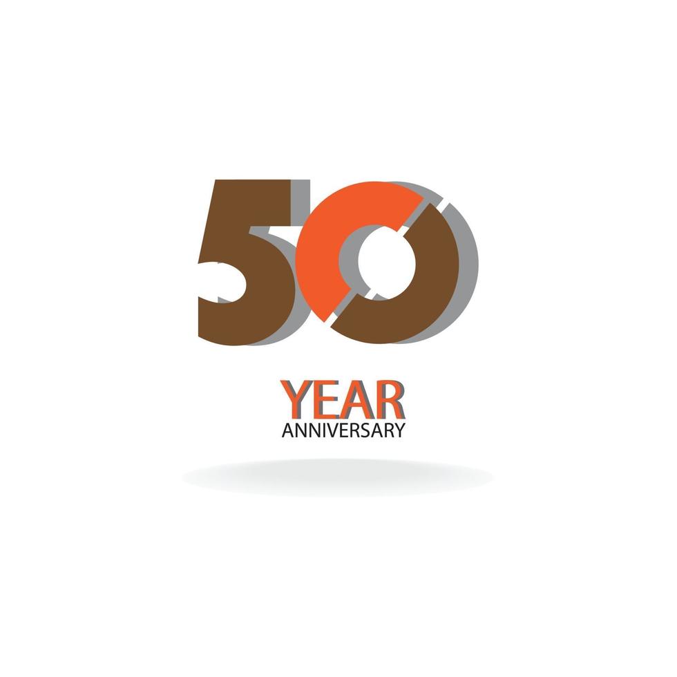 Ilustración de diseño de plantilla de vector de color naranja de celebración de aniversario de 50 años