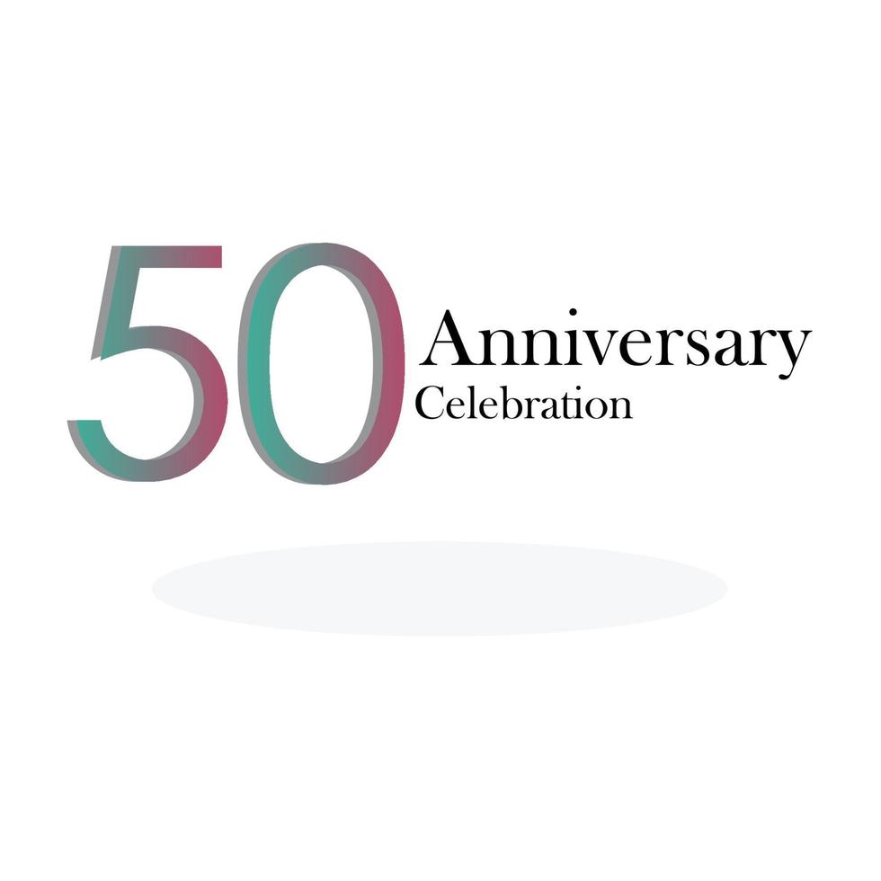 Ilustración de diseño de plantilla de vector de color de arco iris de celebración de aniversario de 50 años