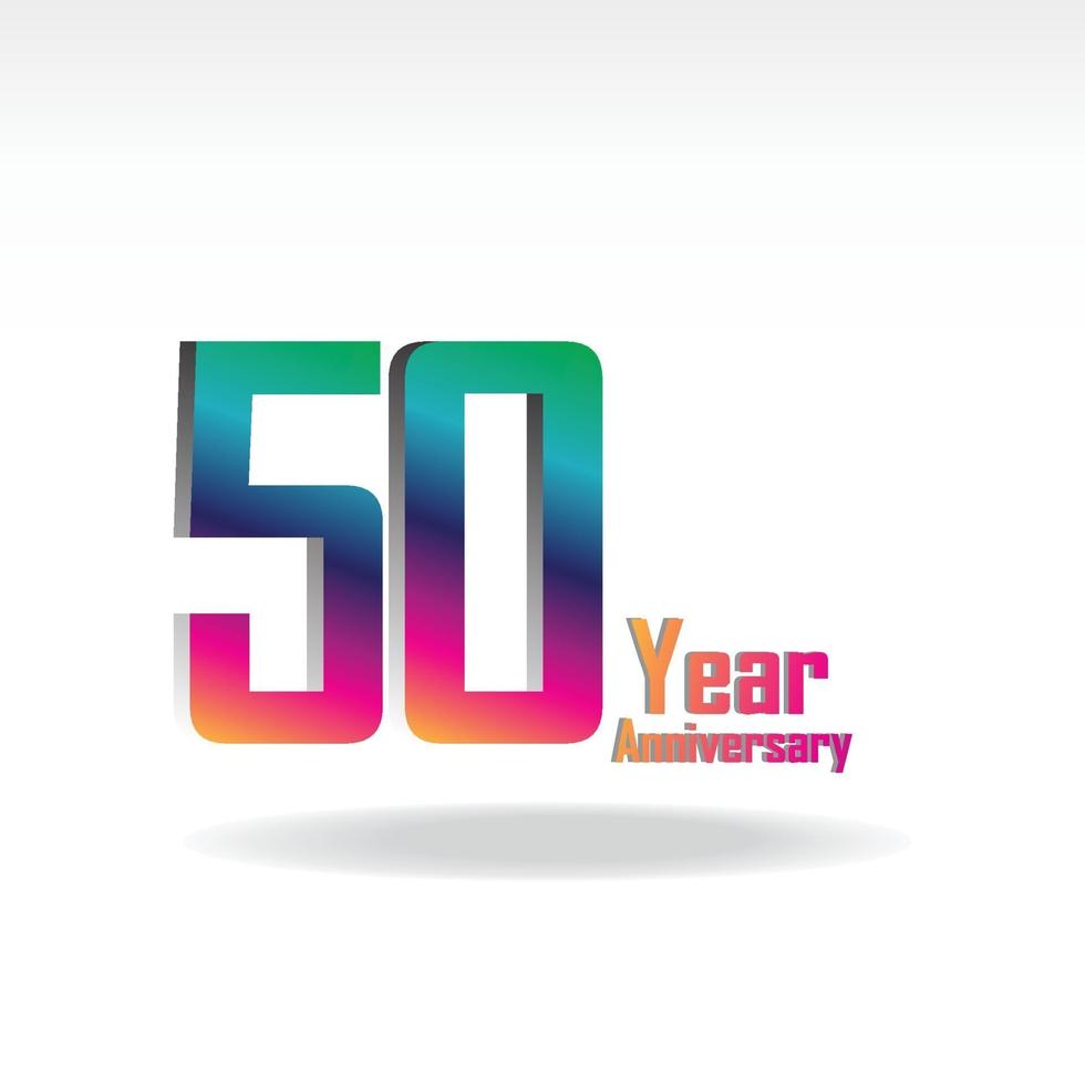 50 Years Anniversary Celebration Rainbow Color Vector Template Design Illustration