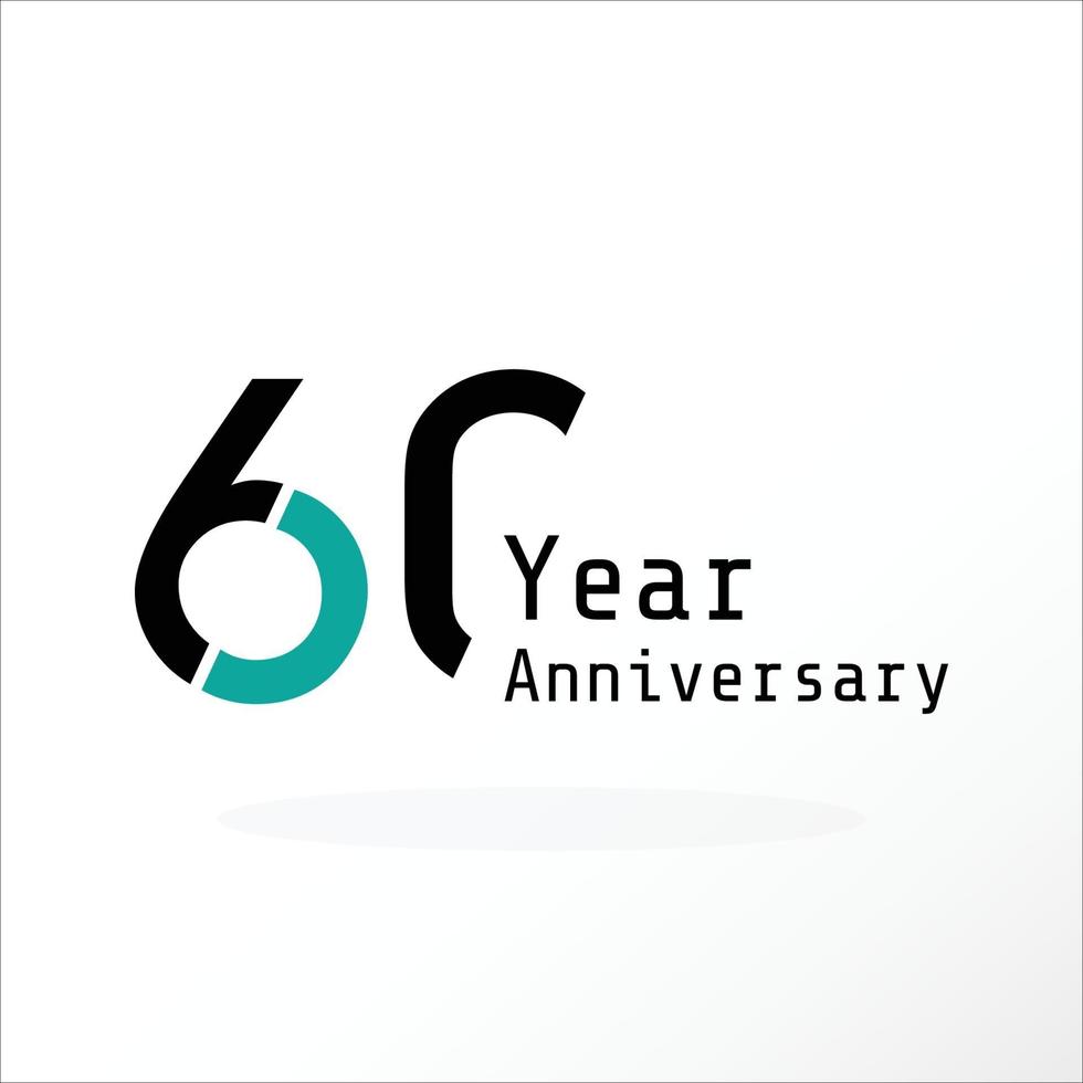 Ilustración de diseño de plantilla de vector de color azul negro de celebración de aniversario de 60 años