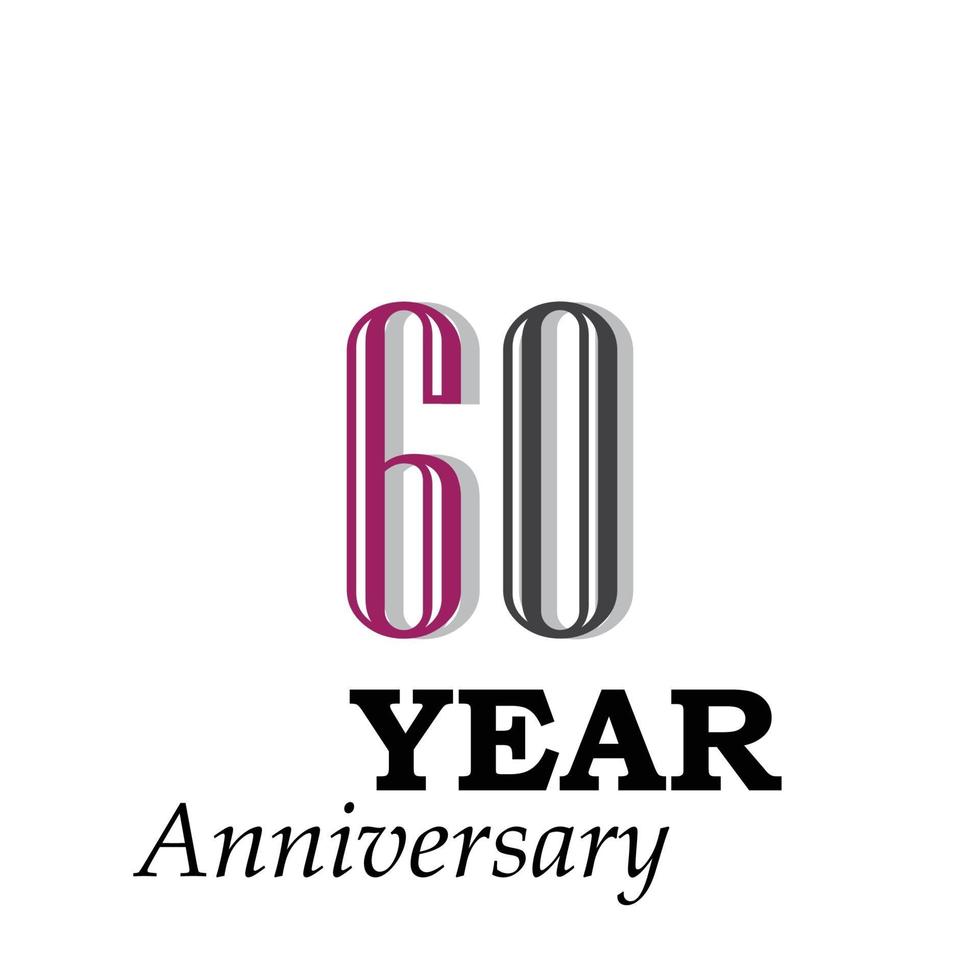 60 Years Anniversary Celebration Color Vector Template Design Illustration