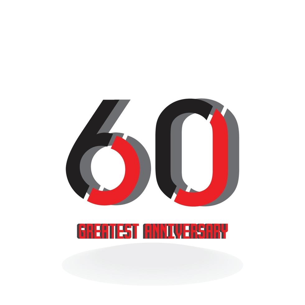 60 Years Anniversary Celebration Black Red Color Vector Template Design Illustration