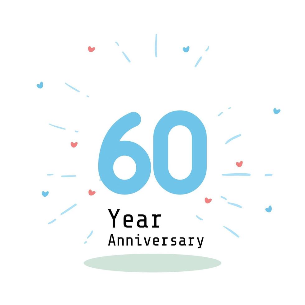 60 Years Anniversary Celebration Blue Color Vector Template Design Illustration