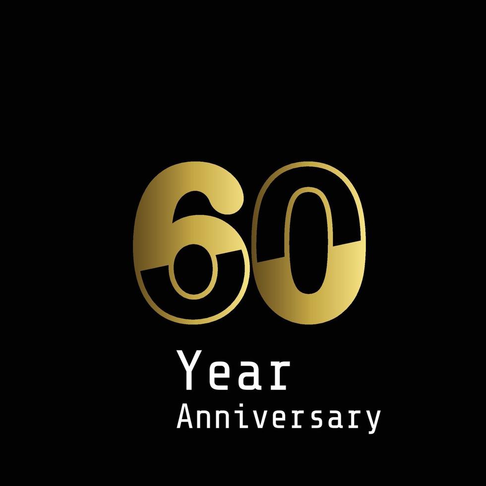 60 Years Anniversary Celebration Gold Black Background Color Vector Template Design Illustration