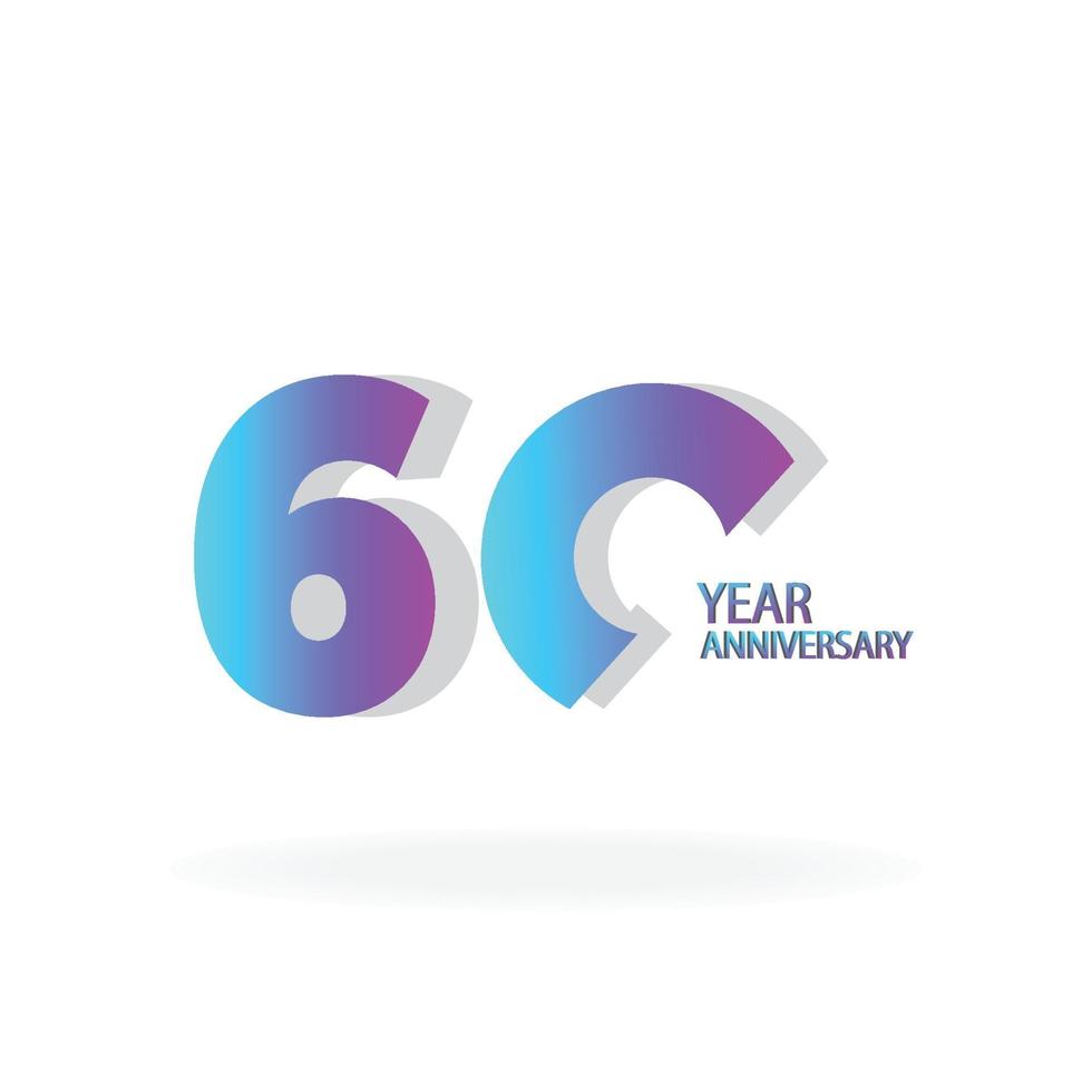 Ilustración de diseño de plantilla de vector de color azul celebración de aniversario de 60 años