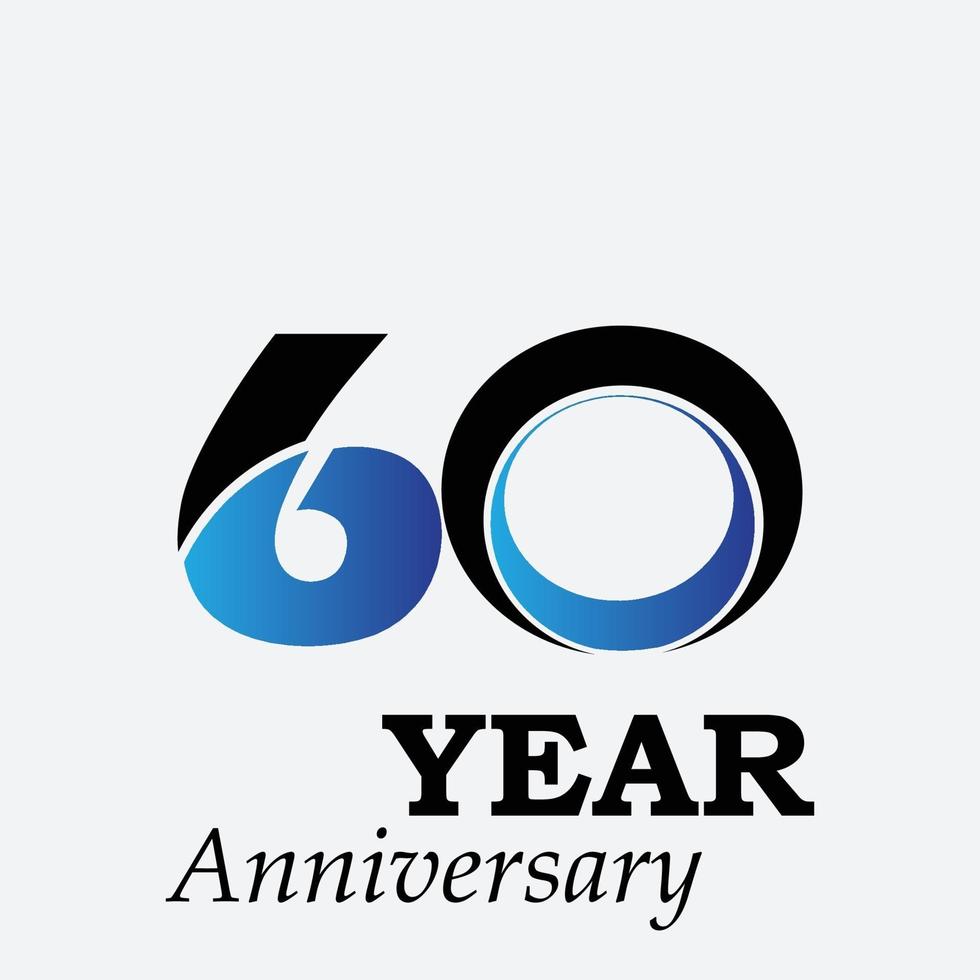 60 Years Anniversary Celebration Black Blue Color Vector Template Design Illustration