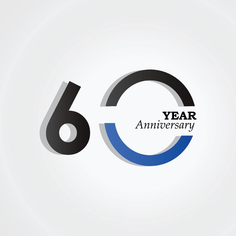 60 Years Anniversary Celebration Black Blue Color Vector Template Design Illustration