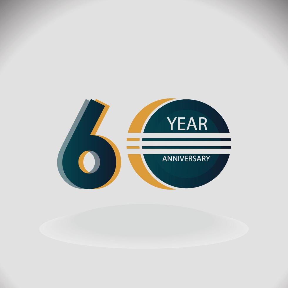 60 Years Anniversary Celebration Blue Color Vector Template Design Illustration