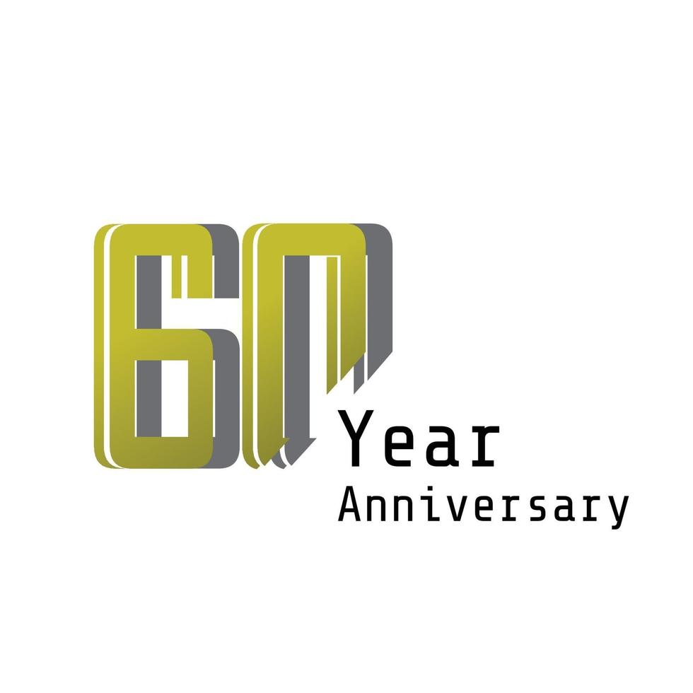 Ilustración de diseño de plantilla de vector de color dorado de celebración de aniversario de 60 años