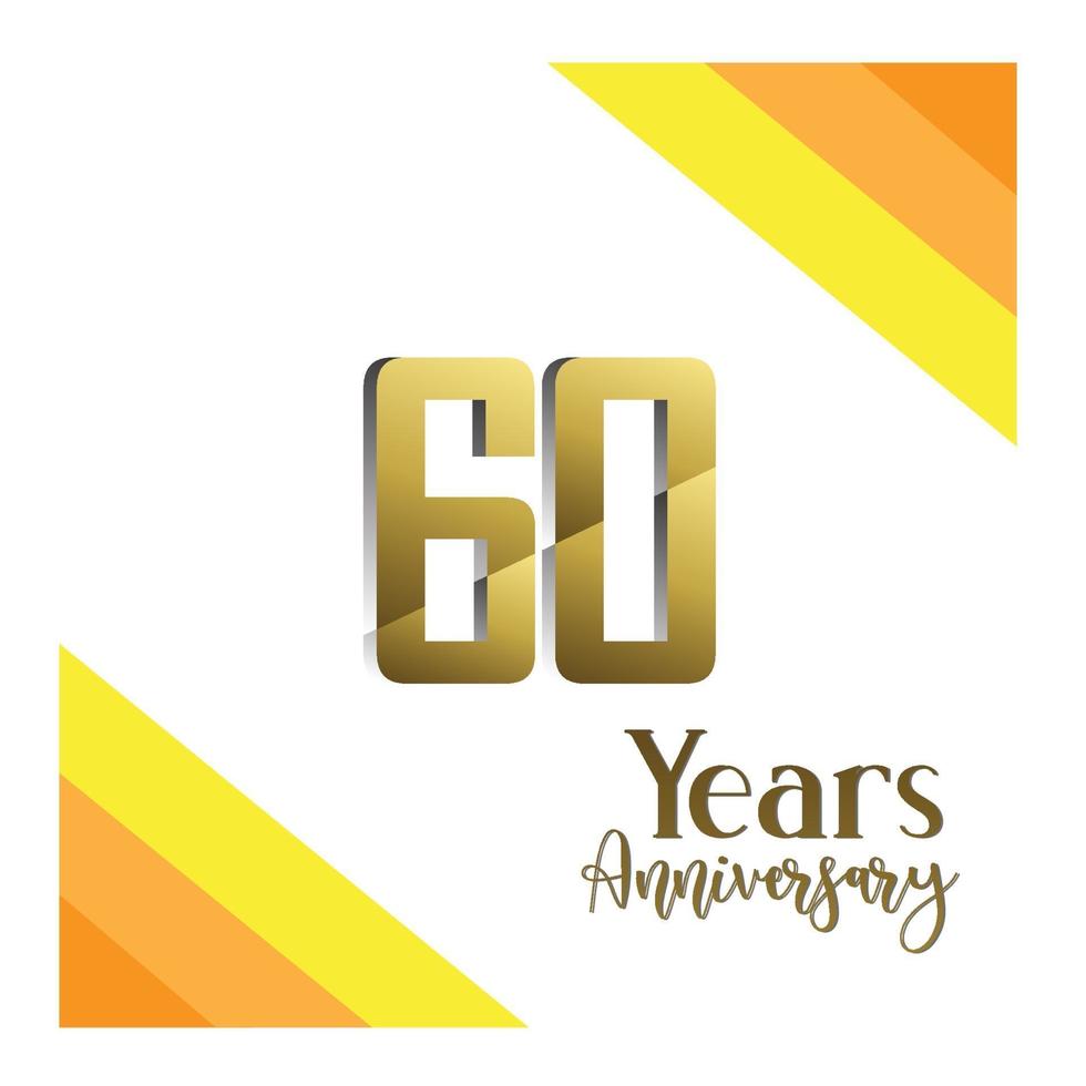 60 Years Anniversary Celebration Gold Color Vector Template Design Illustration