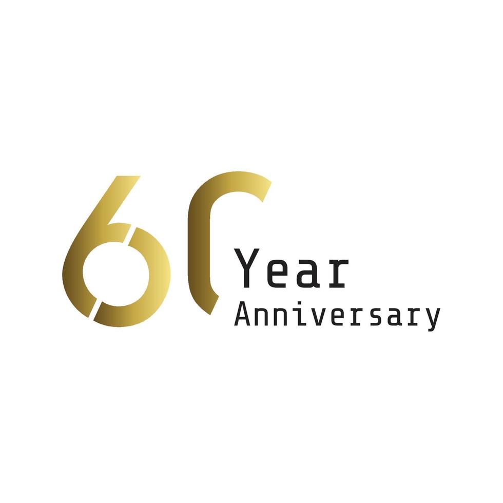 60 Years Anniversary Celebration Gold  Vector Template Design Illustration