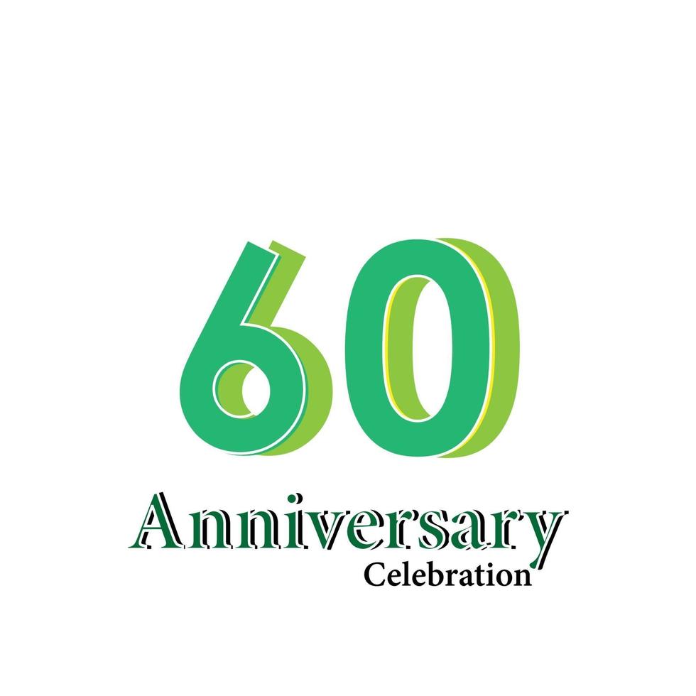 60 Years Anniversary Celebration Green Color Vector Template Design Illustration