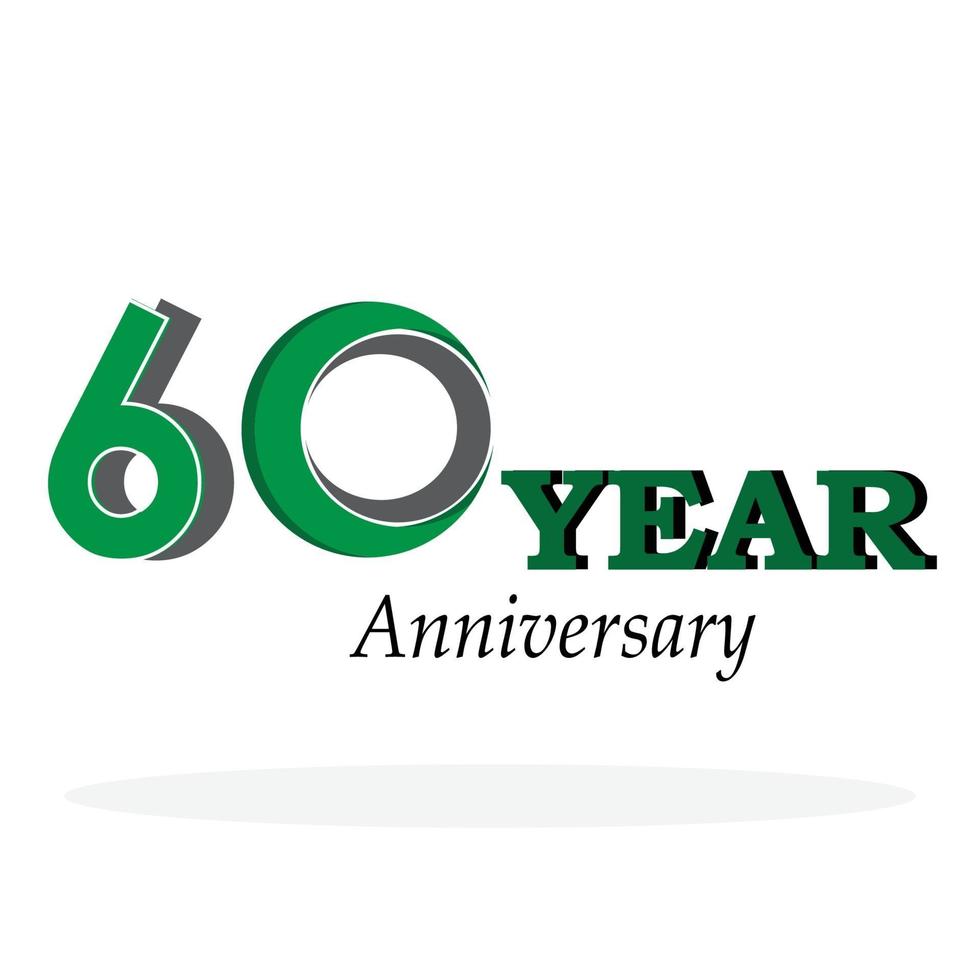 60 Years Anniversary Celebration Green Color Vector Template Design Illustration