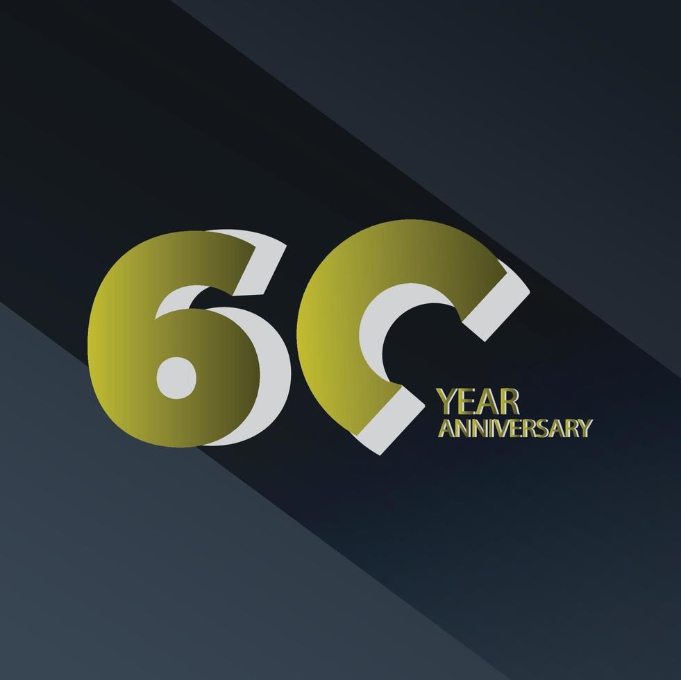 60 Years Anniversary Celebration Gold Black Background Color Vector Template Design Illustration