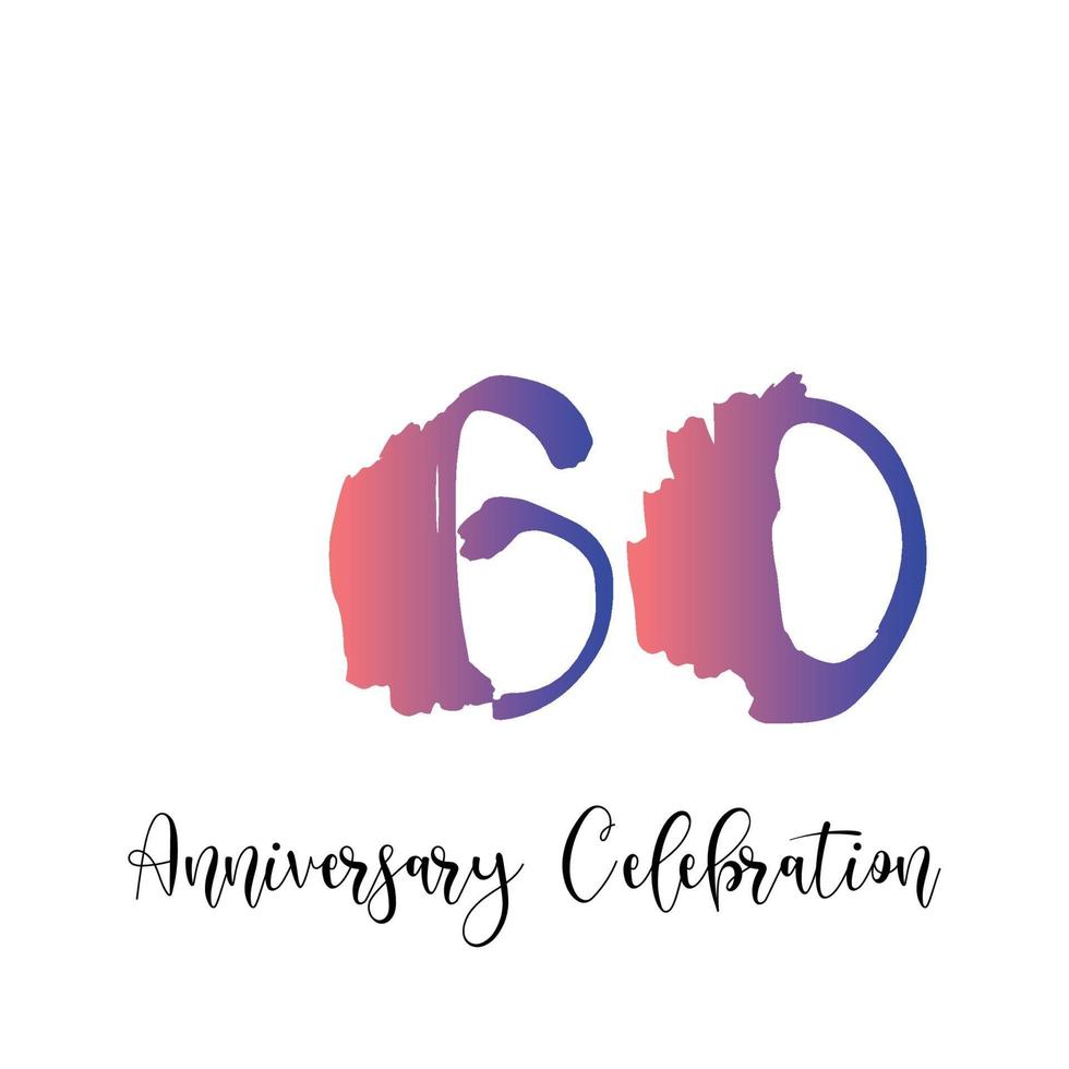 60 Years Anniversary Celebration Purple  Color Vector Template Design Illustration