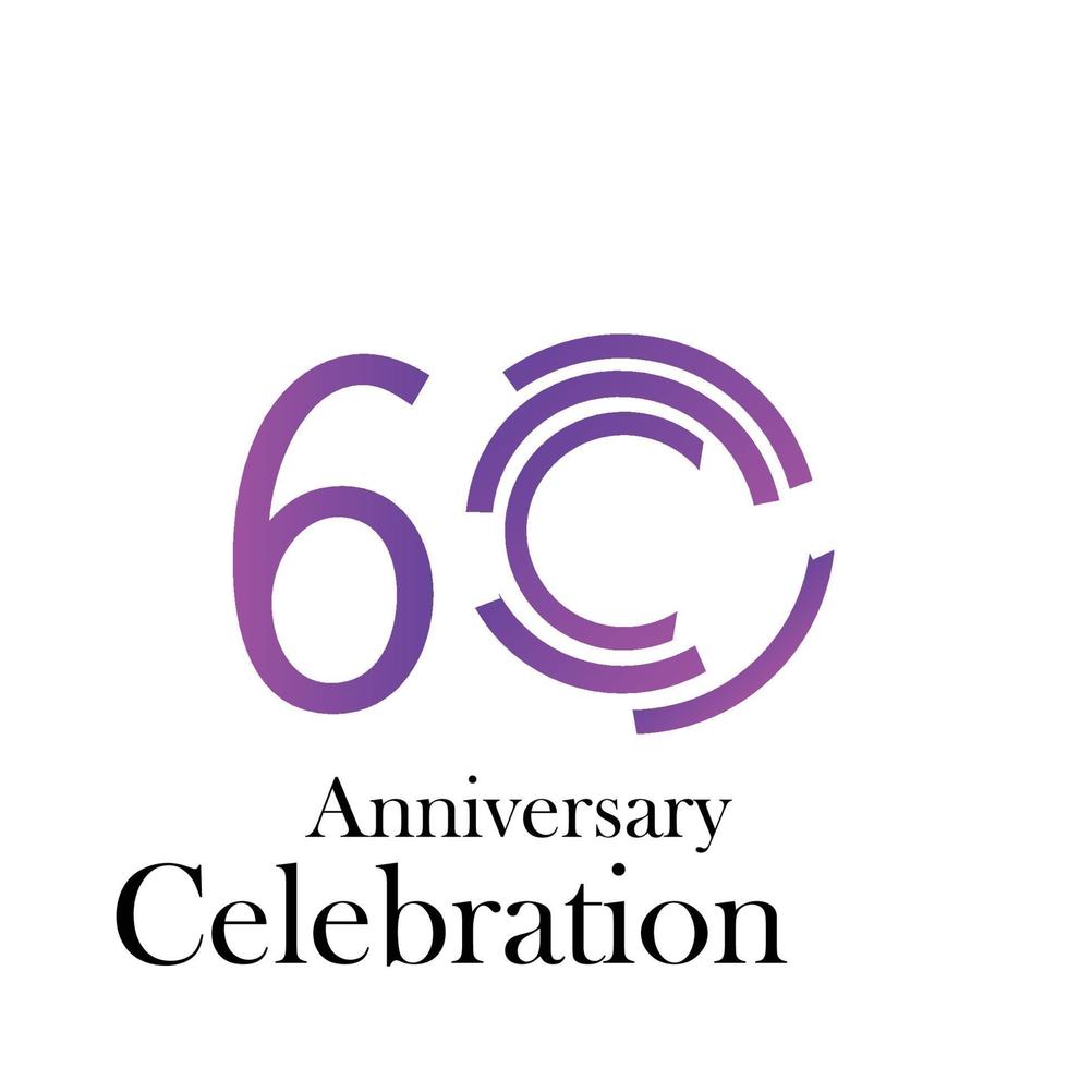 60 Years Anniversary Celebration Purple  Color Vector Template Design Illustration