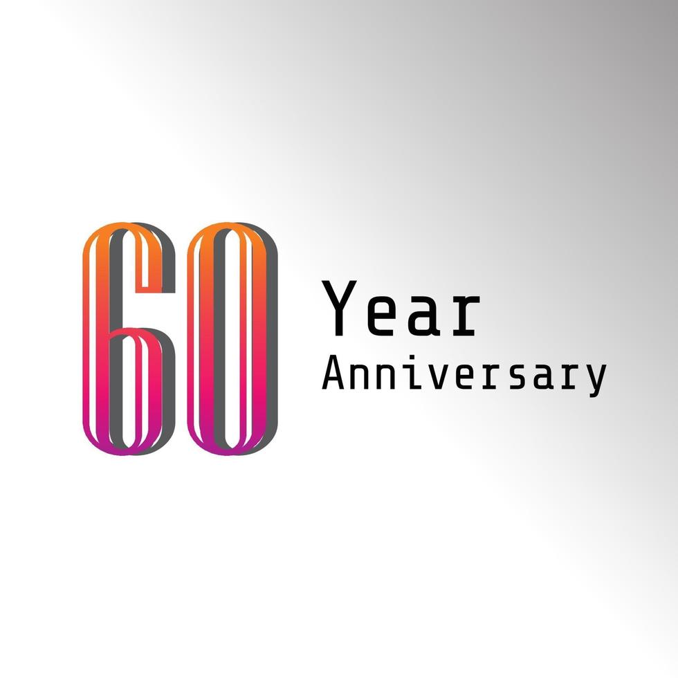 60 Years Anniversary Celebration Rainbow  Color Vector Template Design Illustration