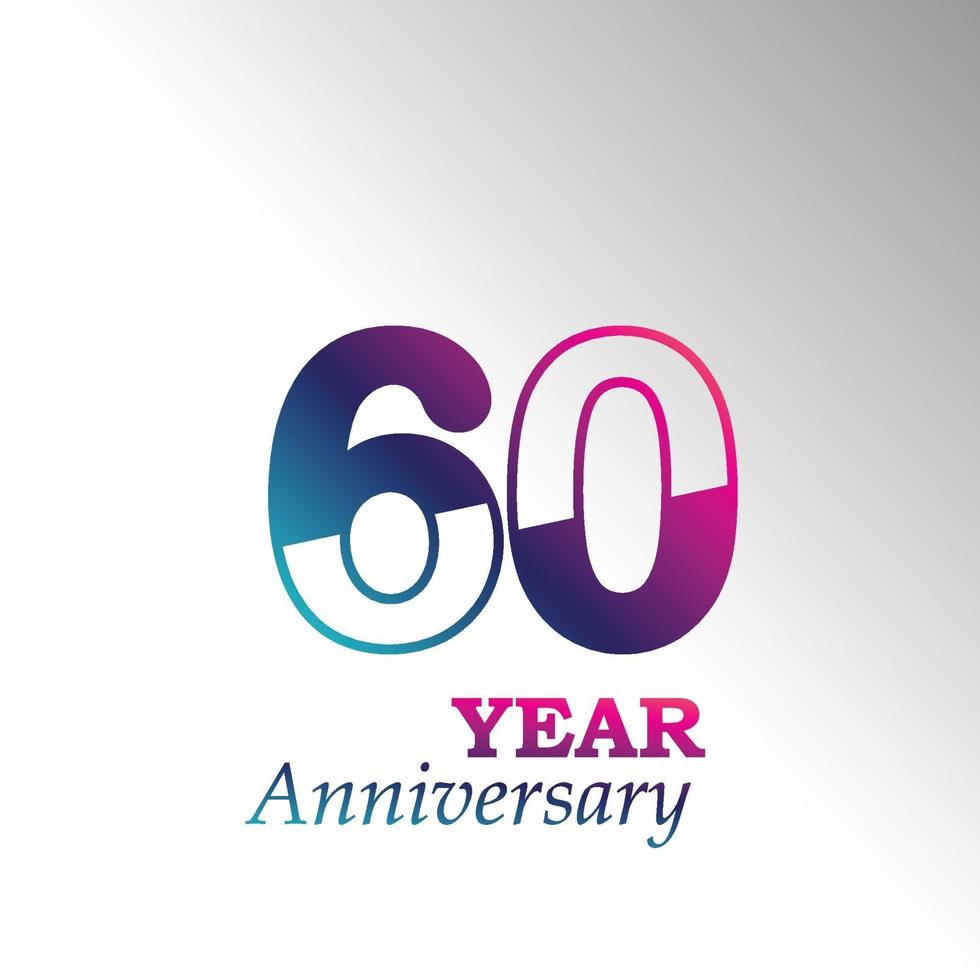 60 Years Anniversary Celebration Rainbow  Color Vector Template Design Illustration