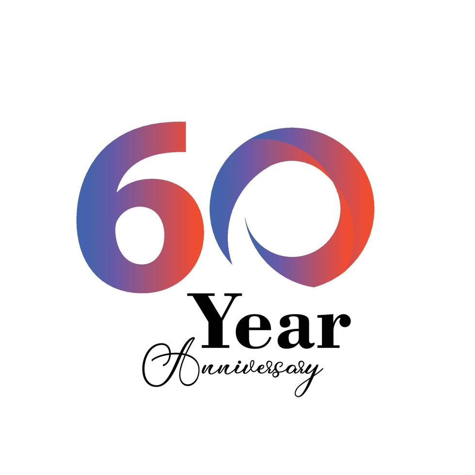 60 Years Anniversary Celebration Rainbow  Color Vector Template Design Illustration