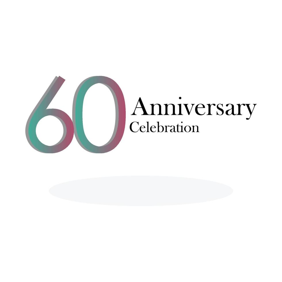 60 Years Anniversary Celebration Rainbow  Color Vector Template Design Illustration