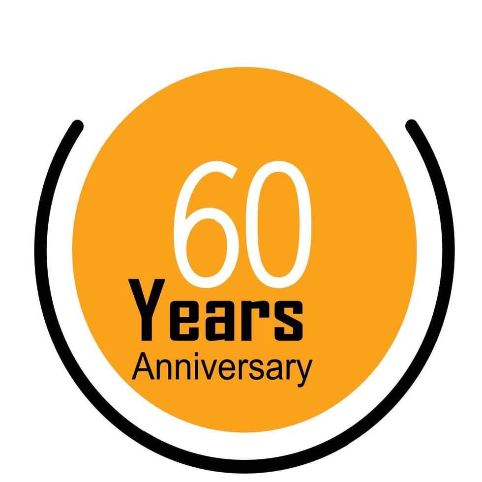 60 Years Anniversary Celebration Orange Color Vector Template Design Illustration