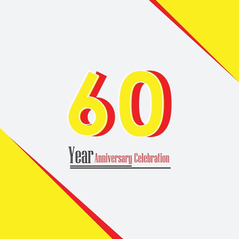 Ilustración de diseño de plantilla de vector de color amarillo celebración de aniversario de 60 años