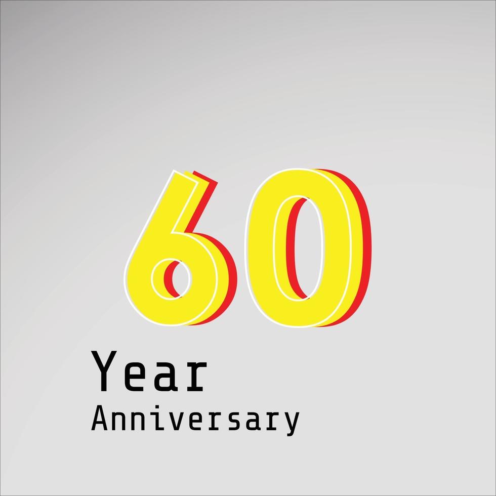 60 Years Anniversary Celebration Yellow Color Vector Template Design Illustration