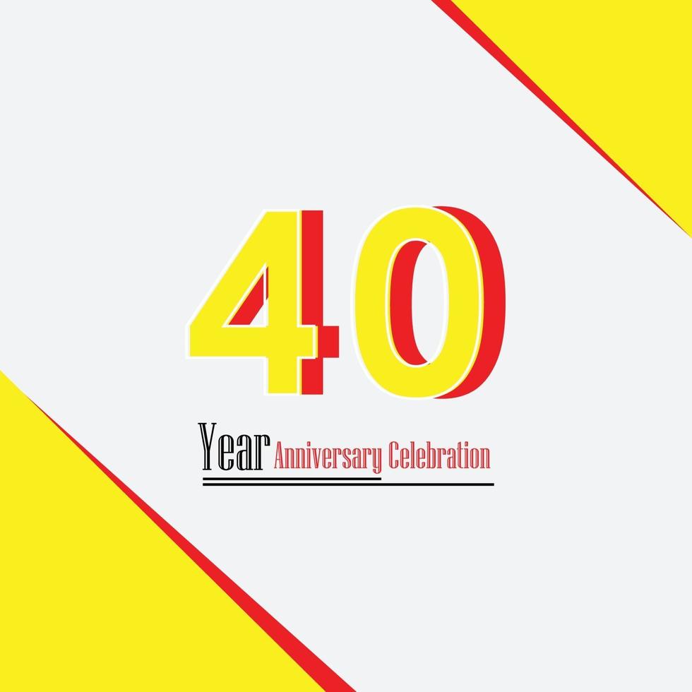 40 Years Anniversary Celebration Yellow Color Vector Template Design Illustration